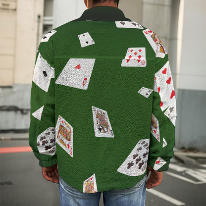 Flying Poker Cards Print Men's Shirt Jacket