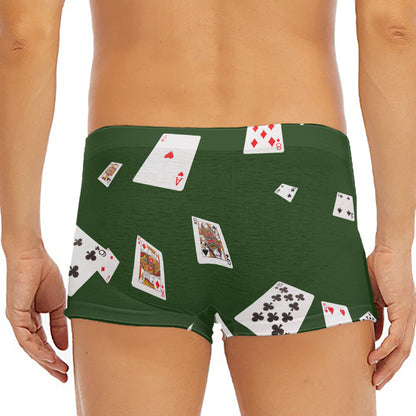 Flying Poker Cards Print Men's Short Boxer Briefs