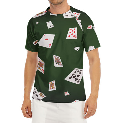 Flying Poker Cards Print Men's Short Sleeve Rash Guard