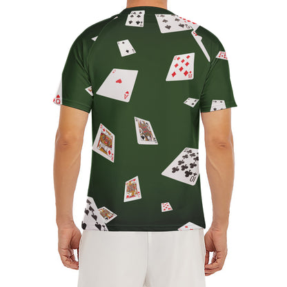 Flying Poker Cards Print Men's Short Sleeve Rash Guard