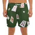 Flying Poker Cards Print Men's Split Running Shorts