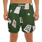 Flying Poker Cards Print Men's Split Running Shorts