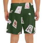 Flying Poker Cards Print Men's Split Running Shorts