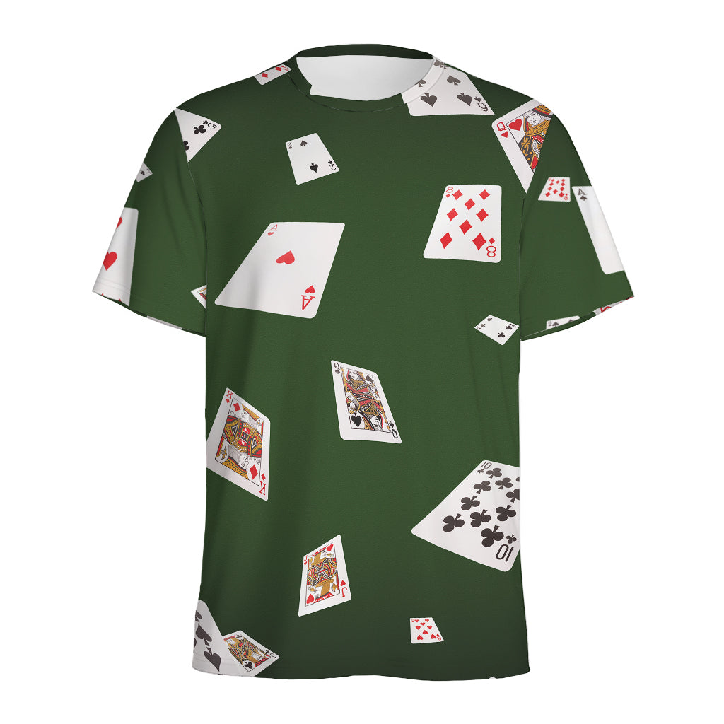 Flying Poker Cards Print Men's Sports T-Shirt