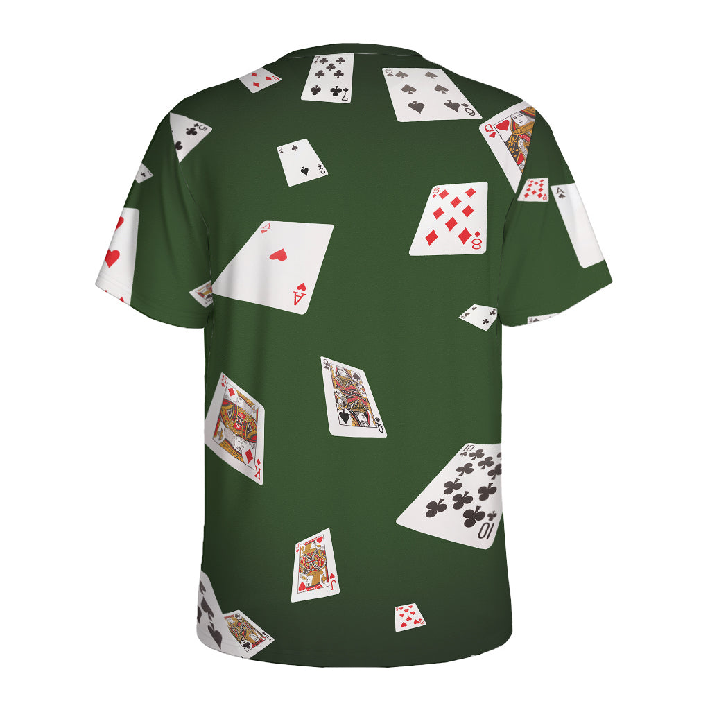 Flying Poker Cards Print Men's Sports T-Shirt