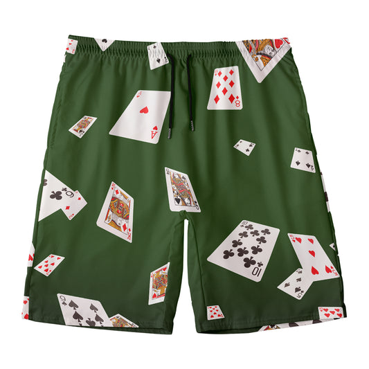 Flying Poker Cards Print Men's Swim Trunks
