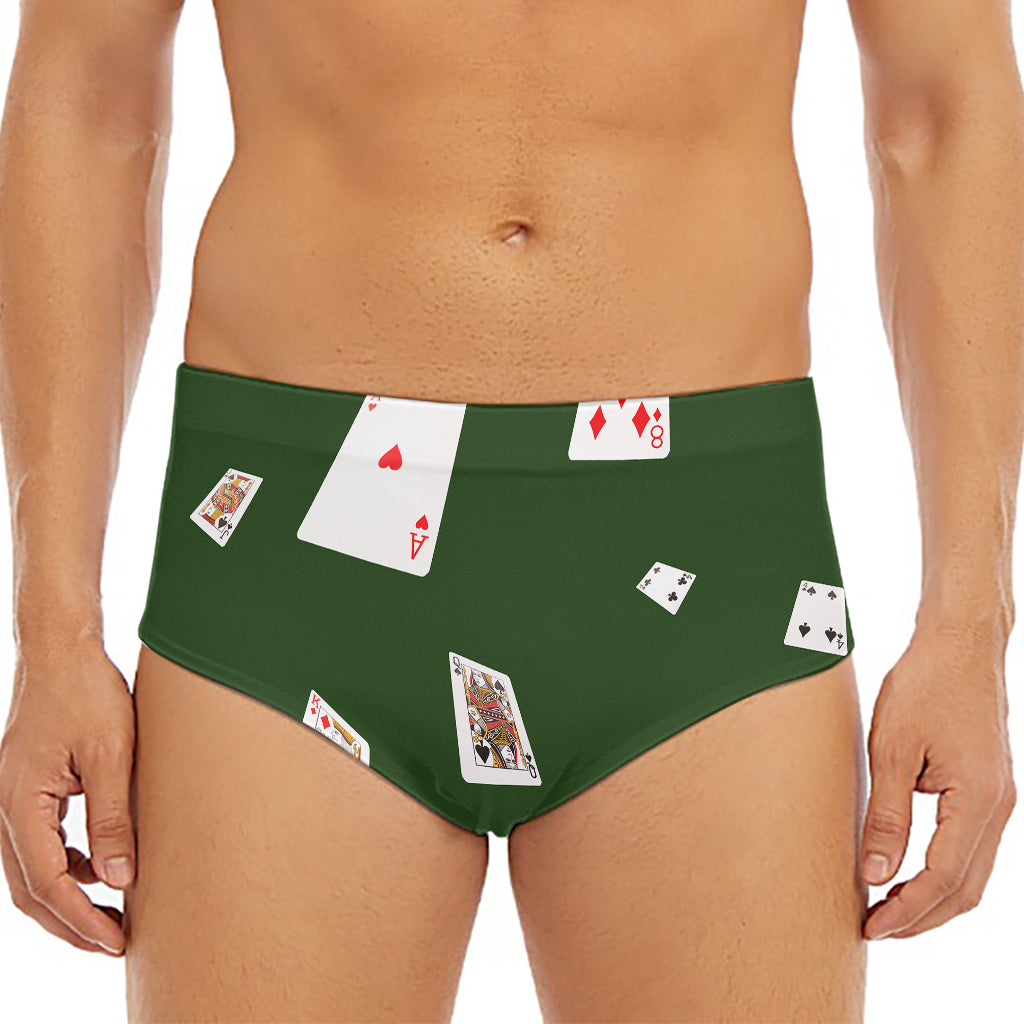 Flying Poker Cards Print Men's Triangle Swim Briefs