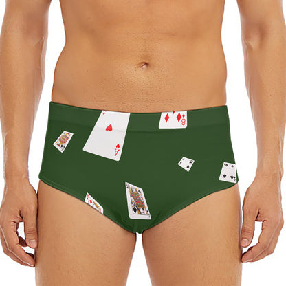 Flying Poker Cards Print Men's Triangle Swim Briefs