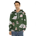 Flying Poker Cards Print Men's Velvet Pullover Hoodie