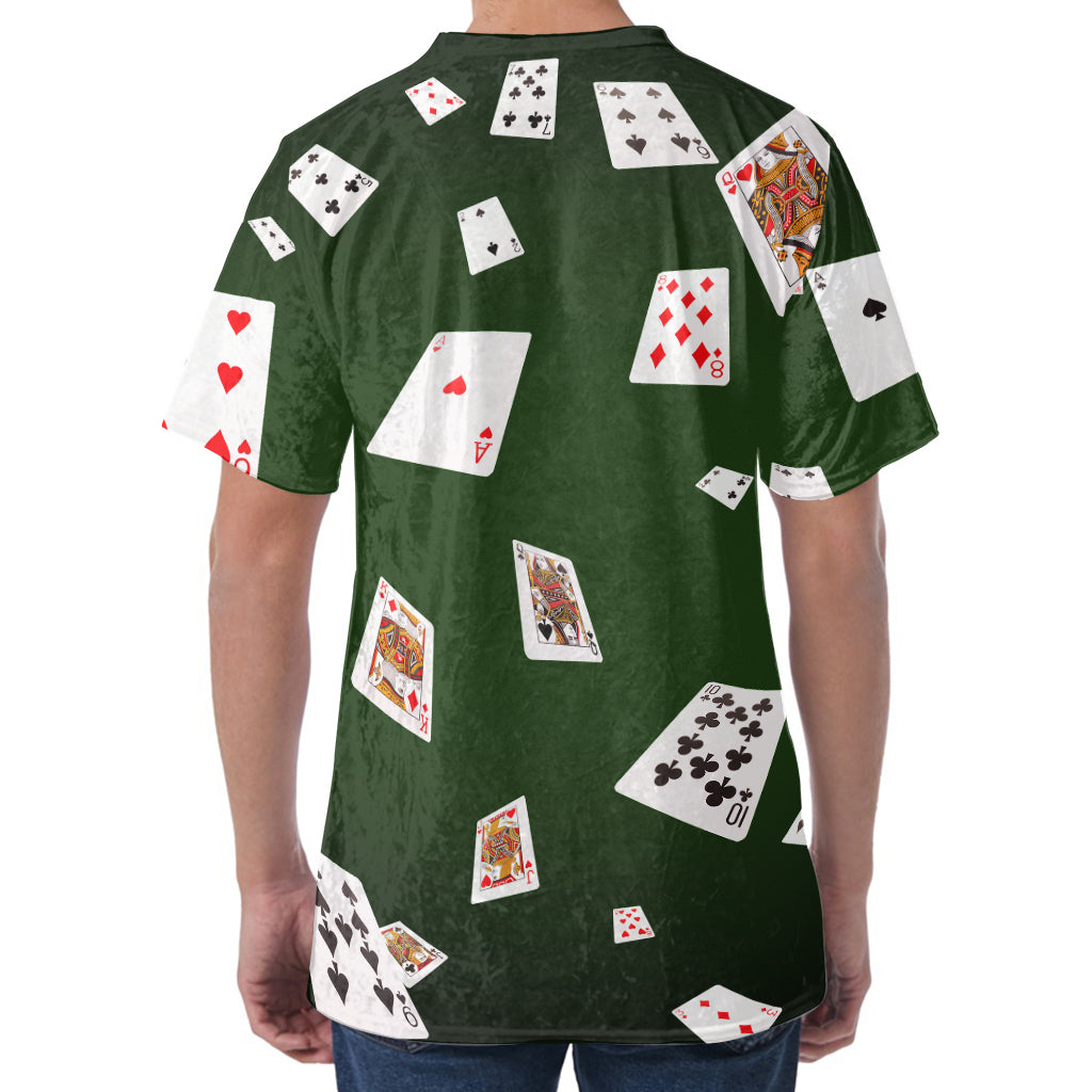 Flying Poker Cards Print Men's Velvet T-Shirt