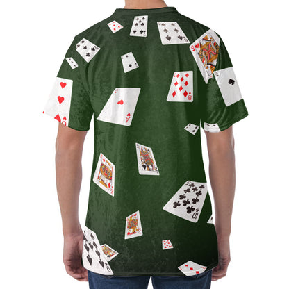 Flying Poker Cards Print Men's Velvet T-Shirt