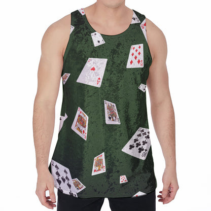 Flying Poker Cards Print Men's Velvet Tank Top
