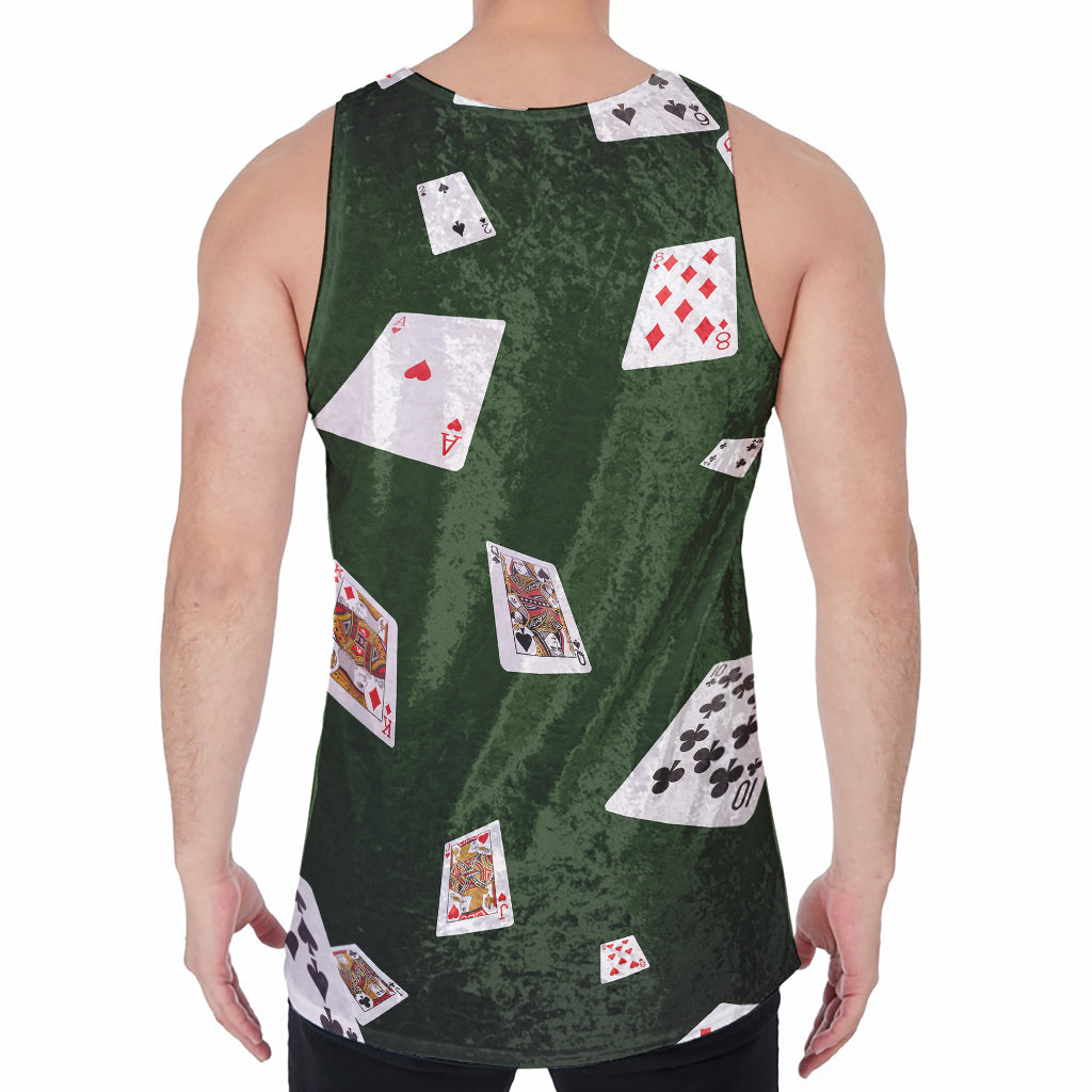 Flying Poker Cards Print Men's Velvet Tank Top