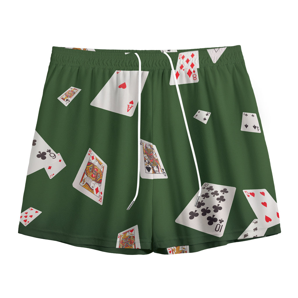 Flying Poker Cards Print Mesh Shorts