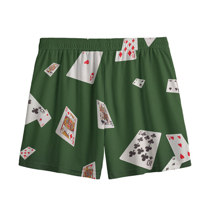 Flying Poker Cards Print Mesh Shorts