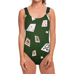 Flying Poker Cards Print One Piece Swimsuit
