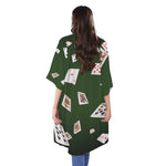 Flying Poker Cards Print Open Front Beach Cover Up