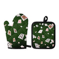 Flying Poker Cards Print Oven Mitt And Pot Holder Set
