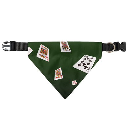 Flying Poker Cards Print Over The Collar Dog Bandana