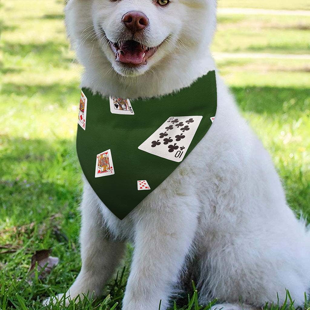 Flying Poker Cards Print Over The Collar Dog Bandana