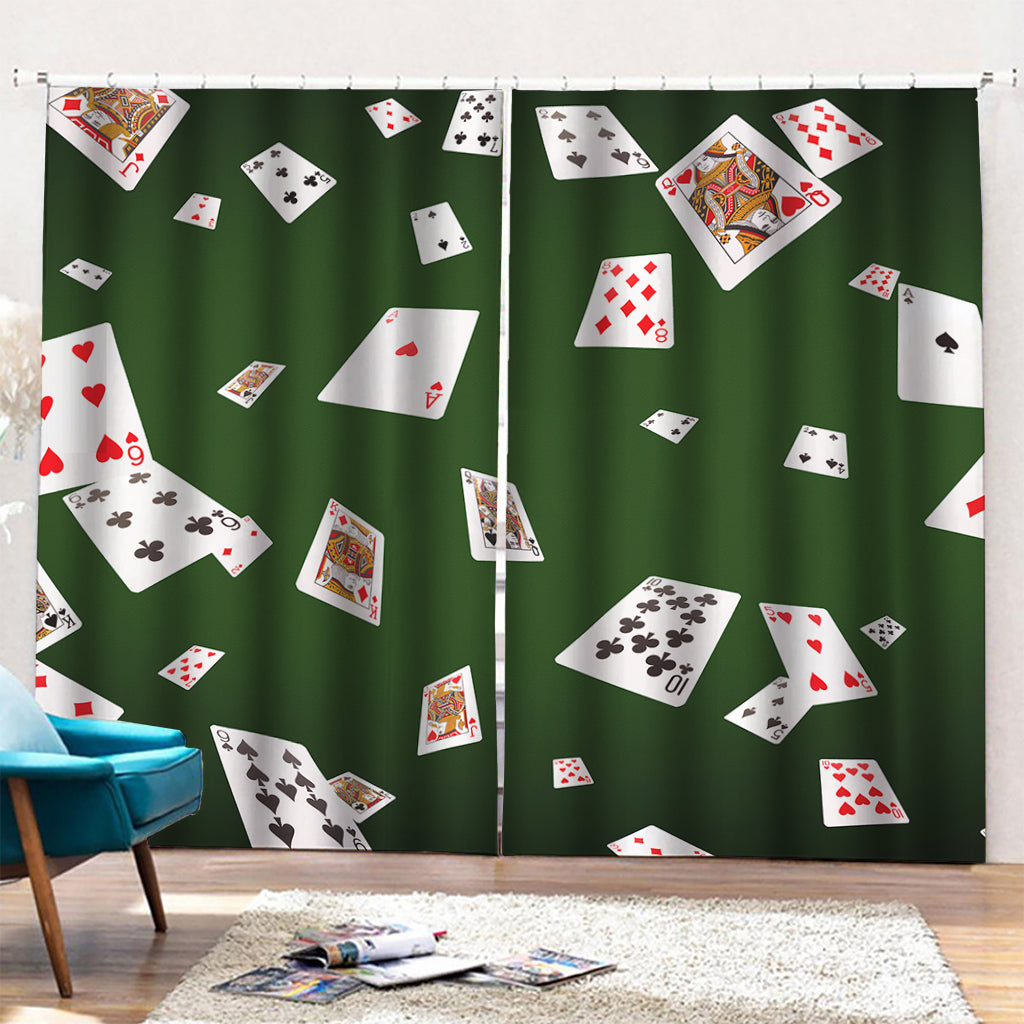 Flying Poker Cards Print Pencil Pleat Curtains