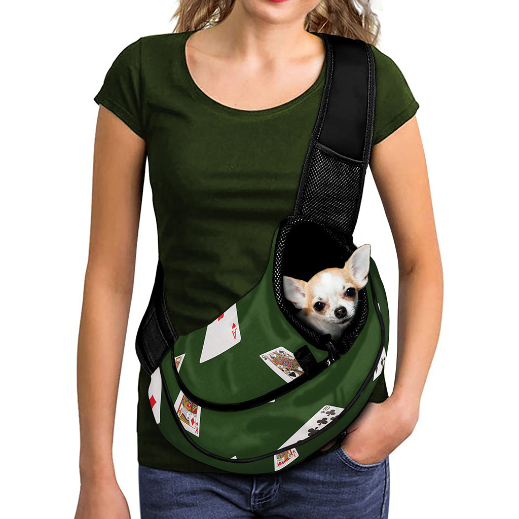 Flying Poker Cards Print Pet Sling Carrier