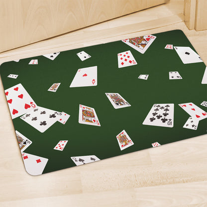 Flying Poker Cards Print Polyester Doormat