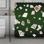Flying Poker Cards Print Polyester Shower Curtain