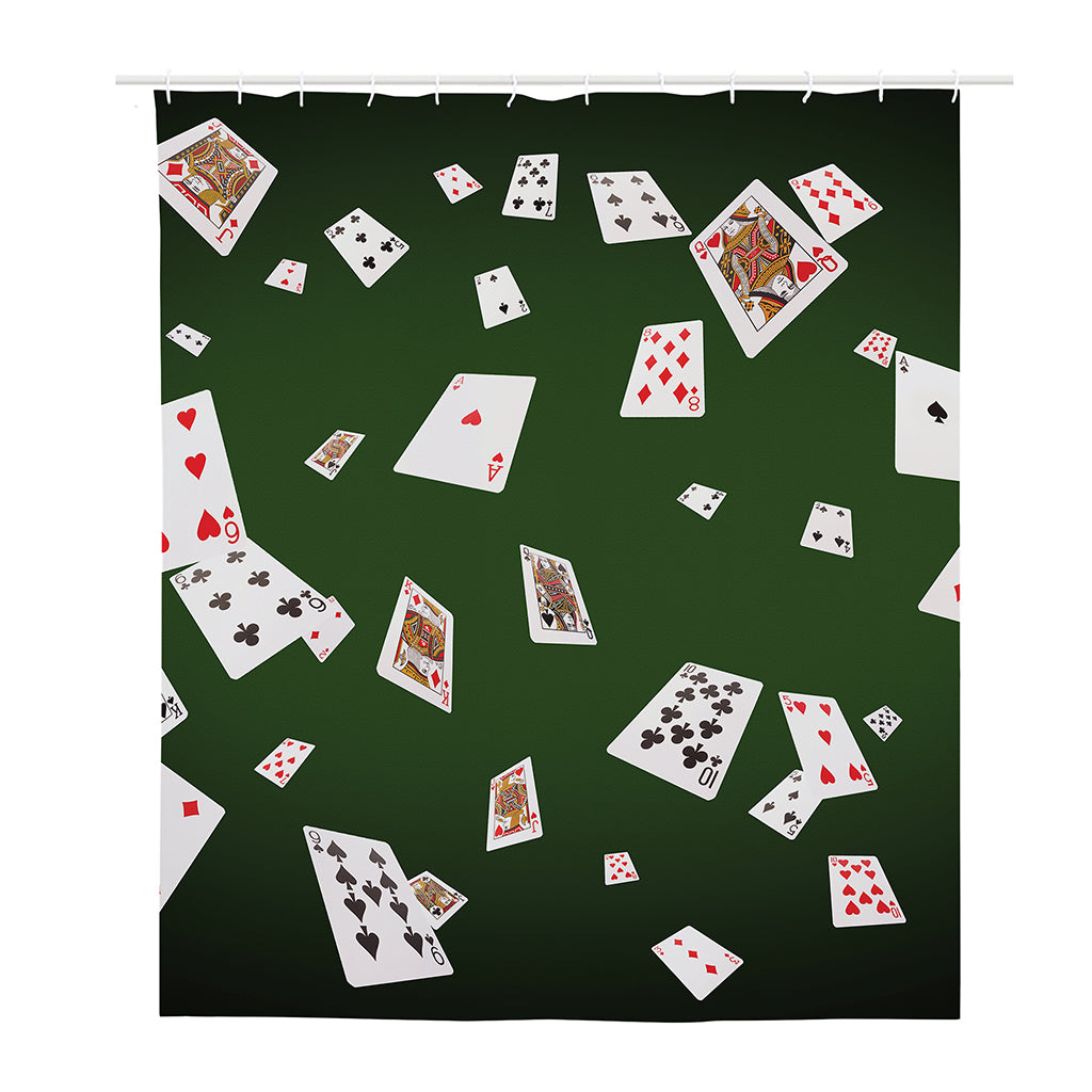 Flying Poker Cards Print Polyester Shower Curtain