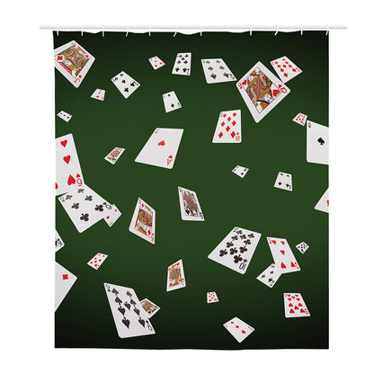 Flying Poker Cards Print Polyester Shower Curtain