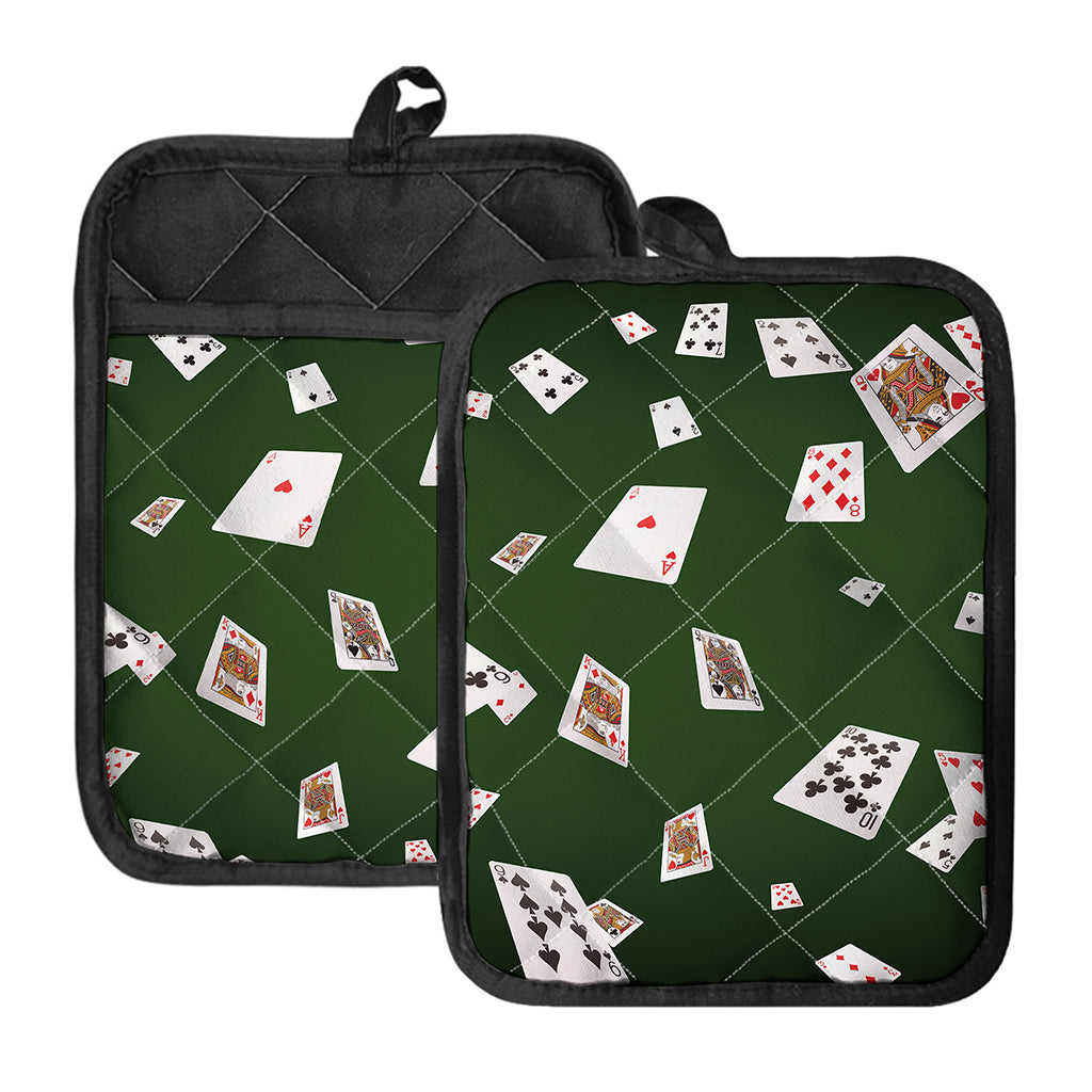 Flying Poker Cards Print Pot Holders With Pocket