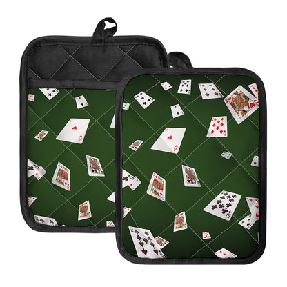 Flying Poker Cards Print Pot Holders With Pocket