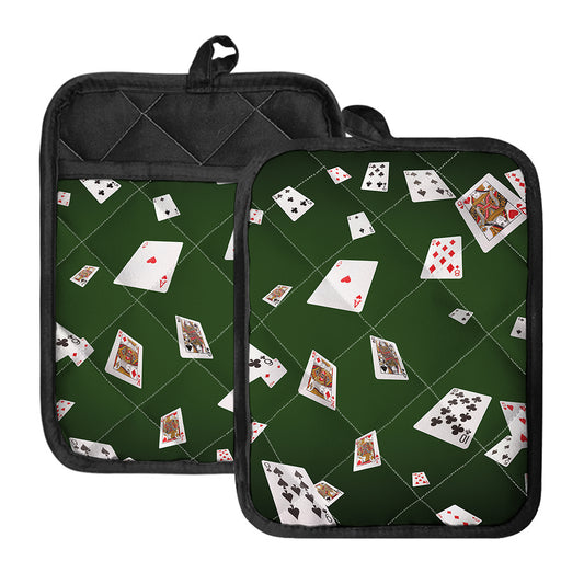 Flying Poker Cards Print Pot Holders With Pocket