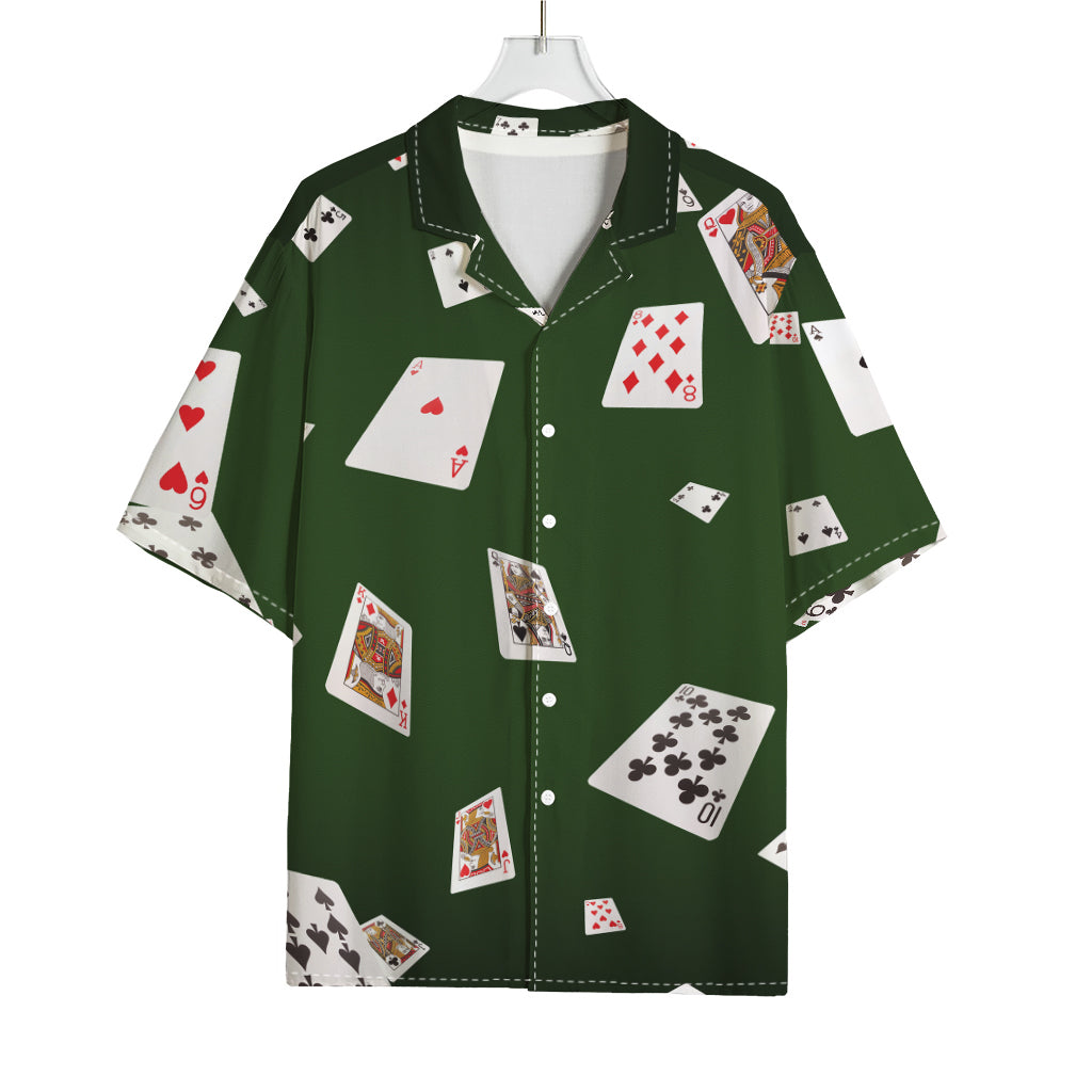 Flying Poker Cards Print Rayon Hawaiian Shirt