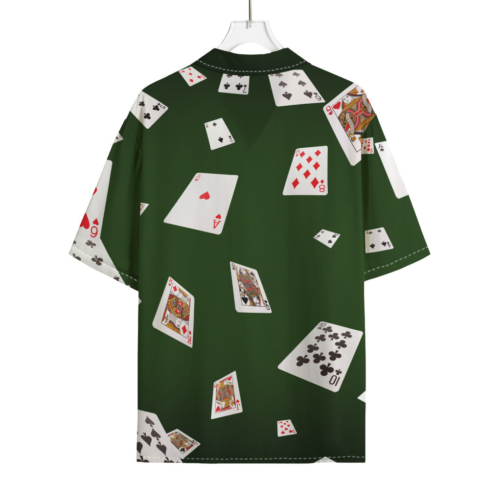 Flying Poker Cards Print Rayon Hawaiian Shirt