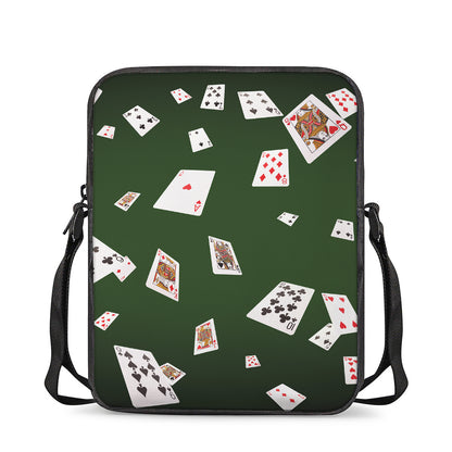 Flying Poker Cards Print Rectangular Crossbody Bag