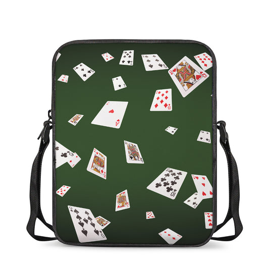 Flying Poker Cards Print Rectangular Crossbody Bag