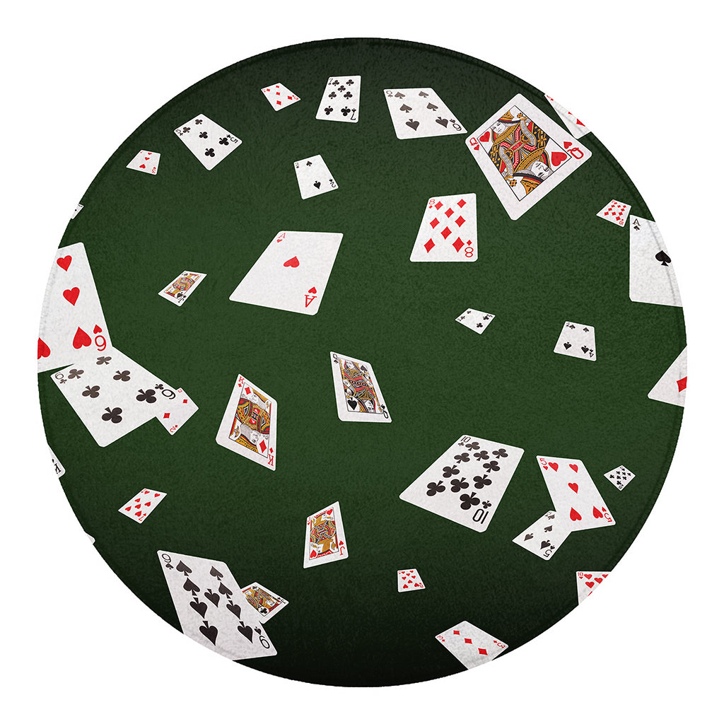 Flying Poker Cards Print Round Blanket