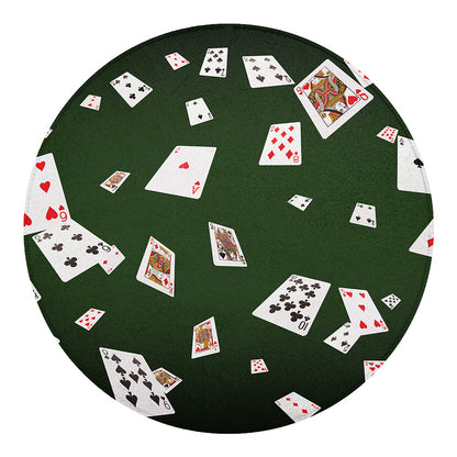 Flying Poker Cards Print Round Blanket