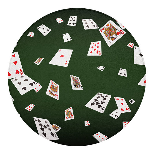 Flying Poker Cards Print Round Blanket