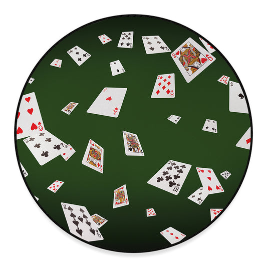 Flying Poker Cards Print Round Floor Mat