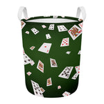 Flying Poker Cards Print Round Laundry Basket