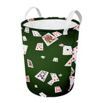 Flying Poker Cards Print Round Laundry Basket