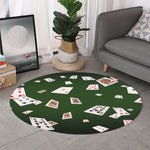 Flying Poker Cards Print Round Rug