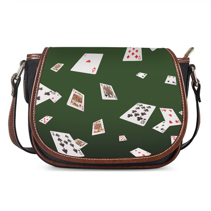 Flying Poker Cards Print Saddle Bag