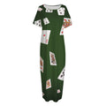 Flying Poker Cards Print Short Sleeve Long Nightdress