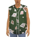Flying Poker Cards Print Sleeveless Baseball Jersey