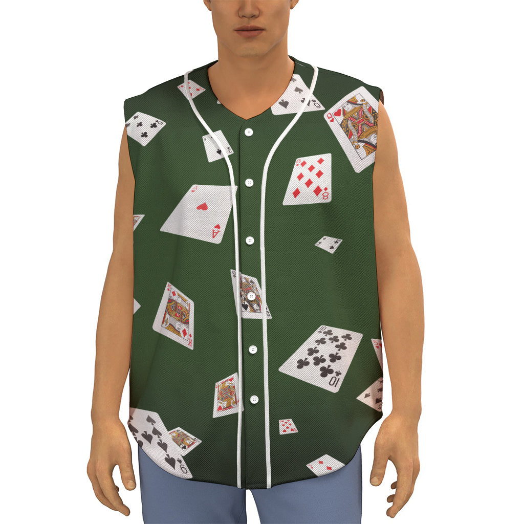 Flying Poker Cards Print Sleeveless Baseball Jersey