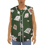 Flying Poker Cards Print Sleeveless Baseball Jersey