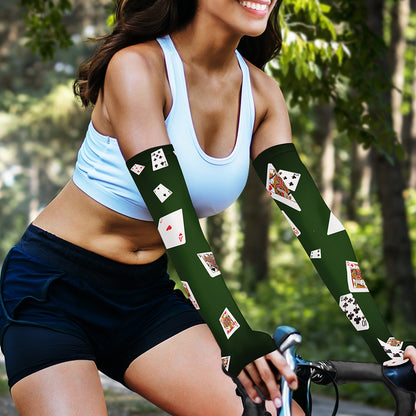 Flying Poker Cards Print Sun Protection Arm Sleeves
